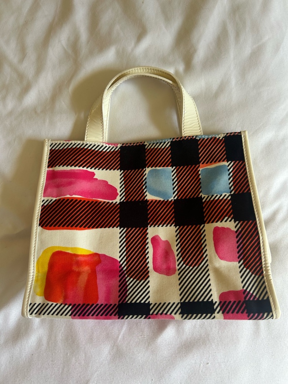 Burberry Canvas Tote with Pink and Blue Accents